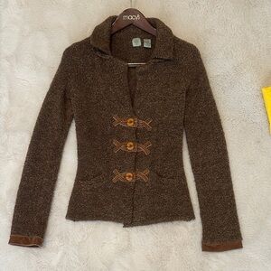 Brown Tweed Jacket with Button Accents